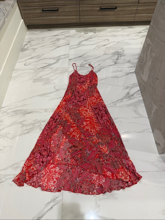 Free People Dresses & Skirts - Free People Red & Pink Floral Maxi Dress